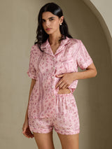 [Leopardo Rosa] SilkSilky-IT Short Sleeve Notch Collar Pigiami da donna 003