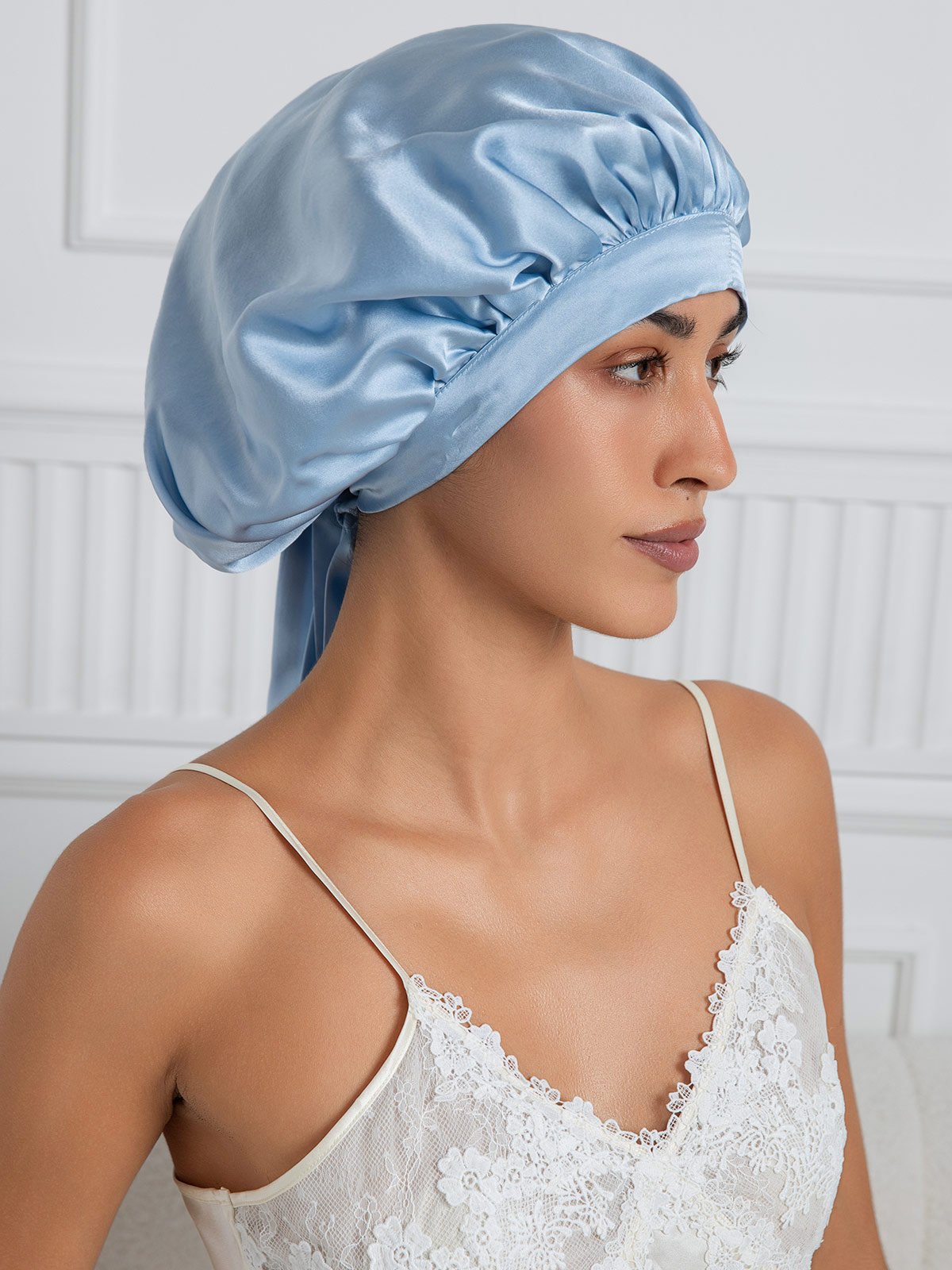 [Azzurro] SilkSilky-IT Seta pura Sleep Cap 004,
