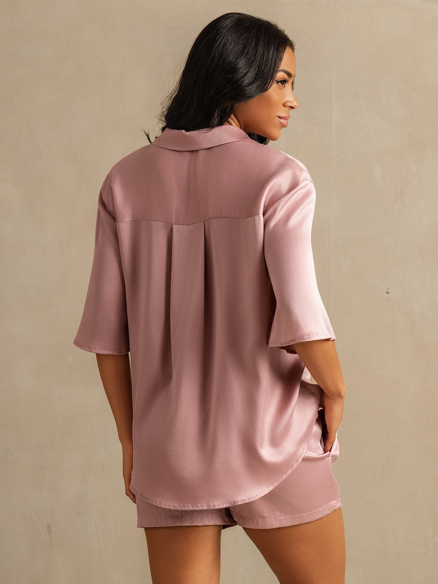 [Pelle Di Pesca] SilkSilky-IT 19Momme Seta pura Colletto risvolto Pigiami da donna 006,