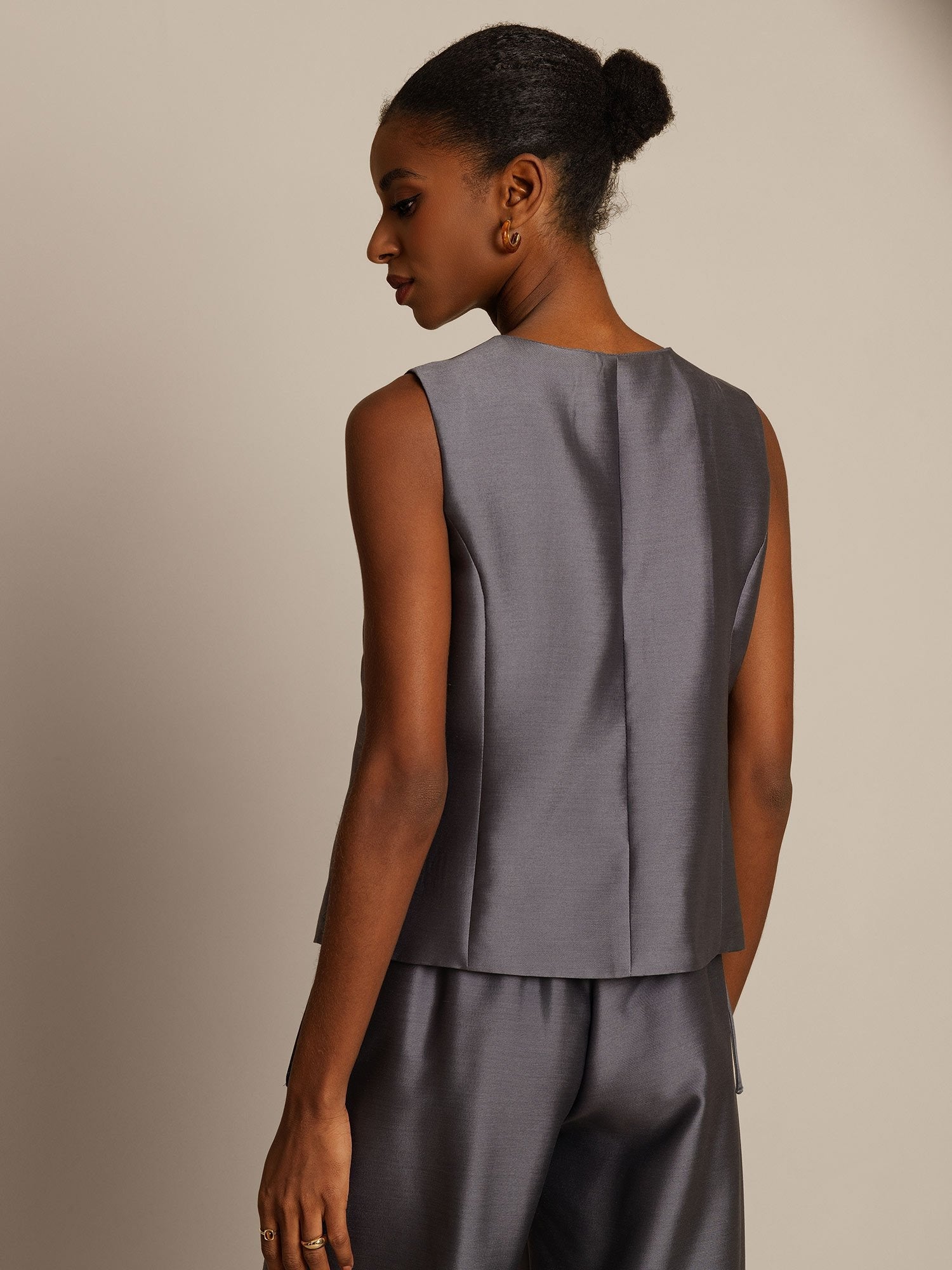 [Grigio] SilkSilky-IT 32Momme Seta Womens Vest 002,