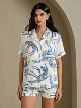 [Giraffa Bianca] SilkSilky-IT Short Sleeve Notch Collar Pigiami da donna 003