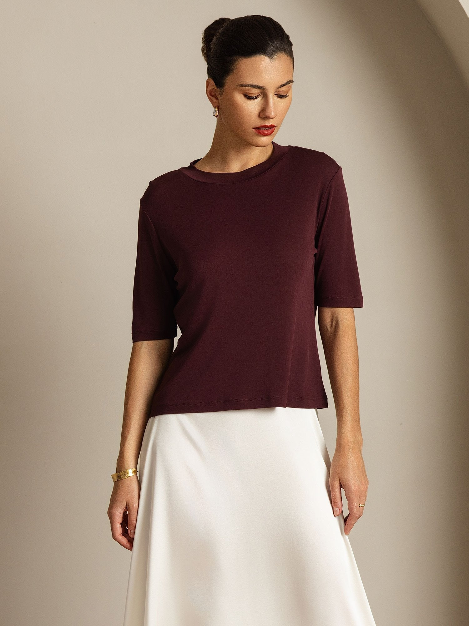 [Vino Windsor] SilkSilky-IT Seta pura Womens T-Shirt 009