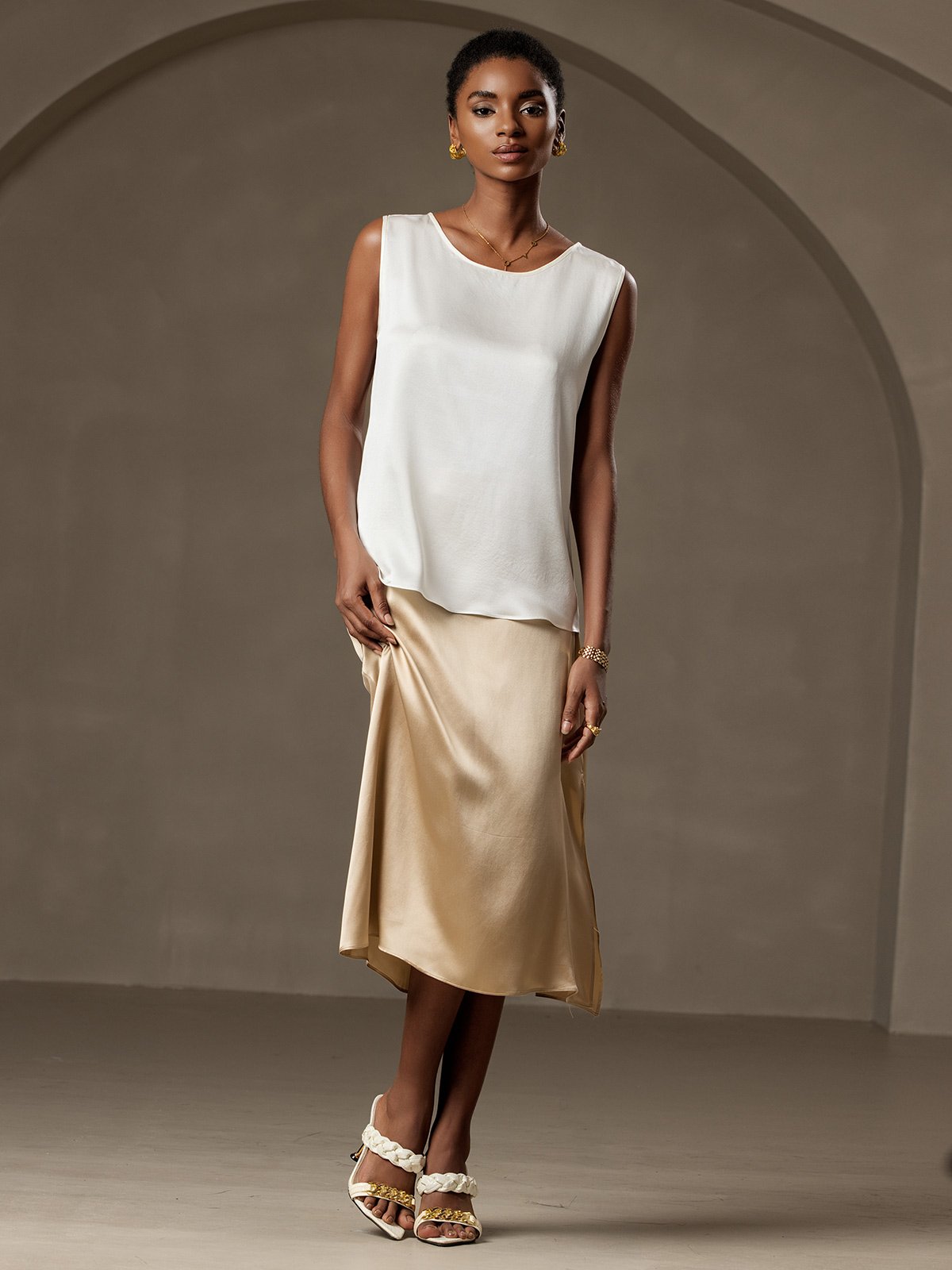 [Bianco] SilkSilky-IT 19Momme Seta Camisoles 005