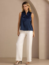 [Blu Scuro] SilkSilky-IT Sleeveless Tie Neck Cami 008