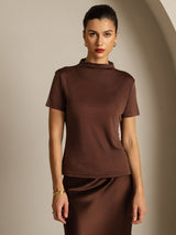[Caffè] SilkSilky-IT Short Sleeve Magliette donna 003