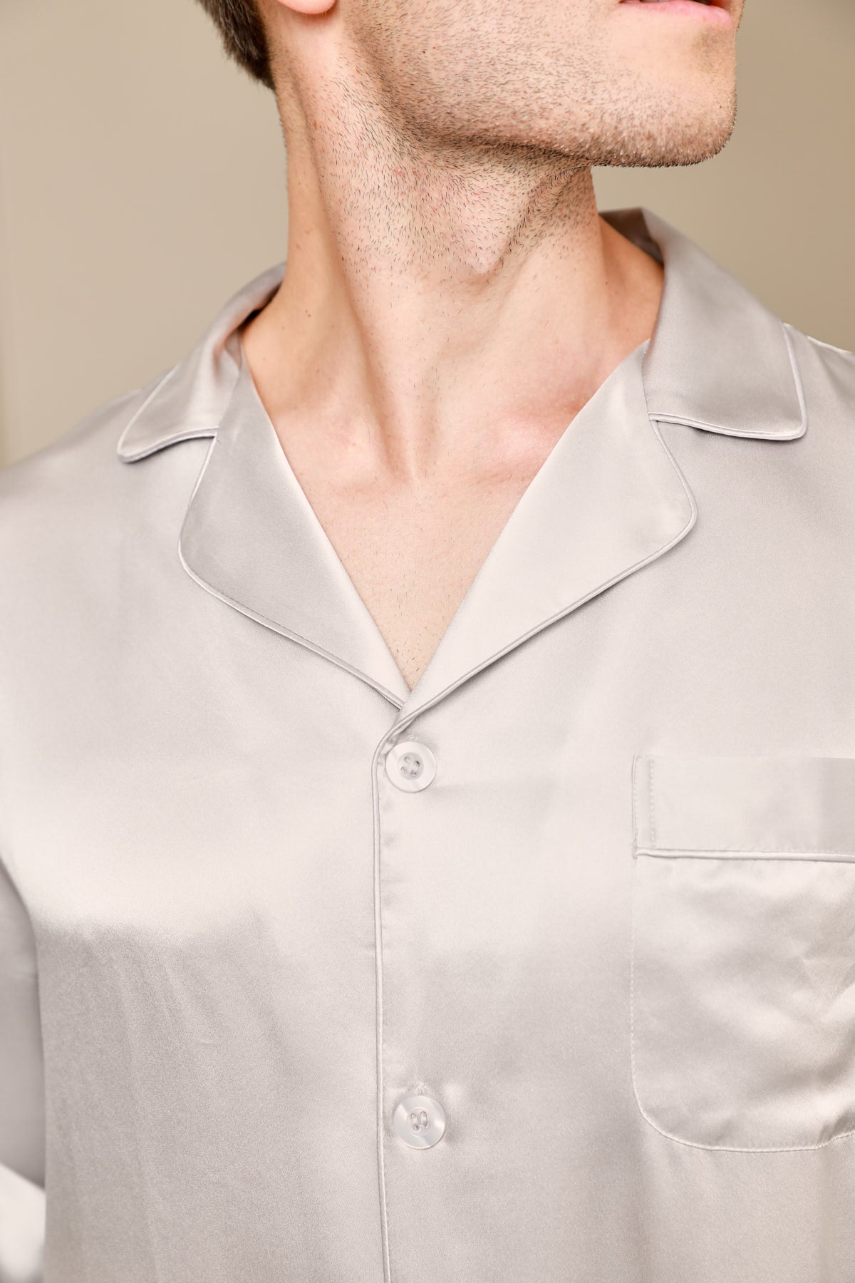 [Grigio] SilkSilky-IT 19Momme Seta pura Mens Pajamas 006