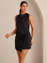 [Nero] SilkSilky-IT Sleeveless Cowl Neck Vestiti da donna 004