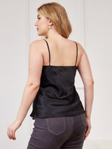 [Nero] SilkSilky-IT Tirantes Finos Scollo a V Cami taglia grossa 002