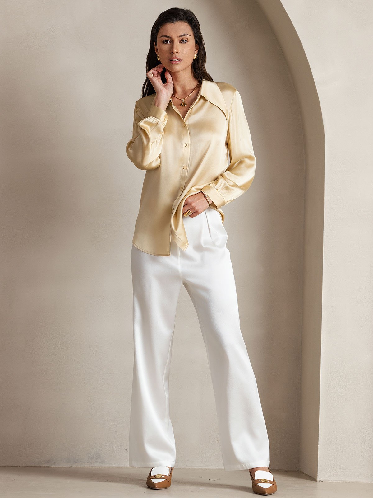 [Bianco] SilkSilky-IT 19Momme Seta Womens Pants 006