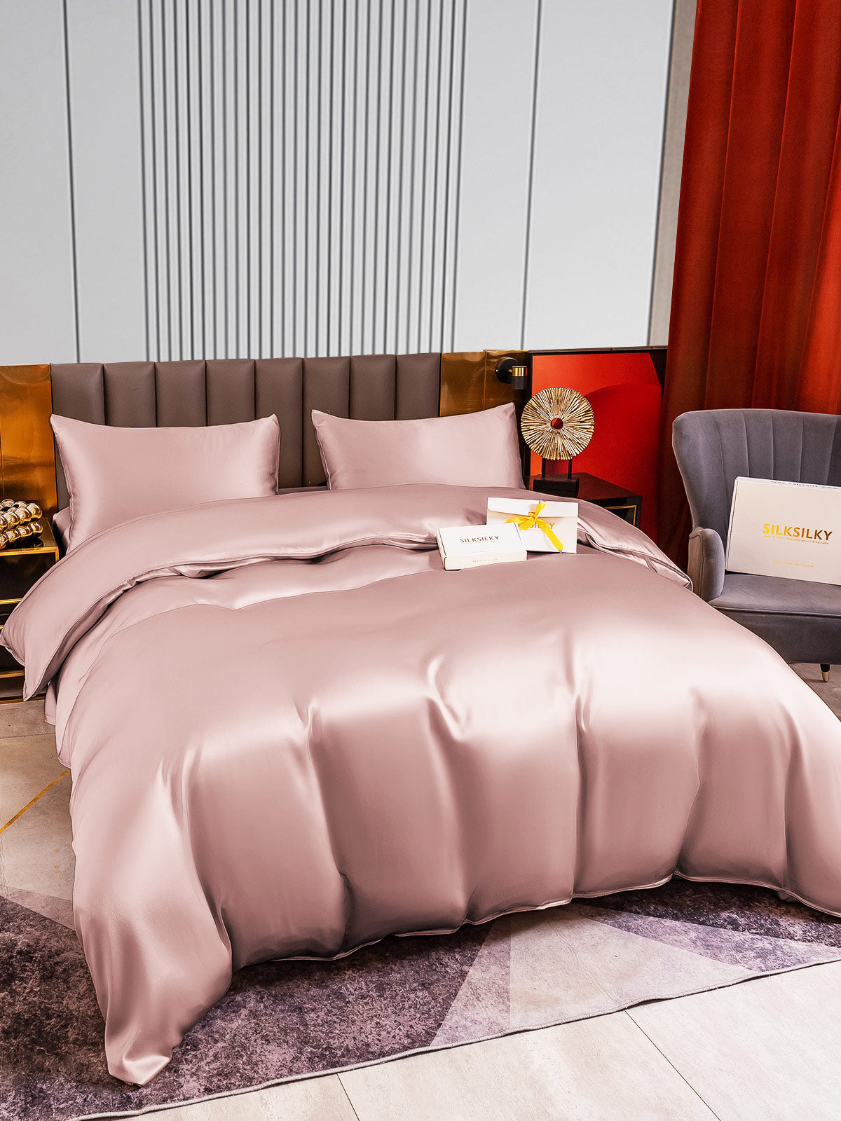 [Malva Pallido] SilkSilky-IT 22Momme Seta pura Bedding Set 005