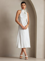 [Bianco] SilkSilky-IT Sleeveless Halter Vestiti da donna 005
