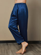 [Blu Scuro] SilkSilky-IT Seta pura Mens Sleep Bottoms 007,