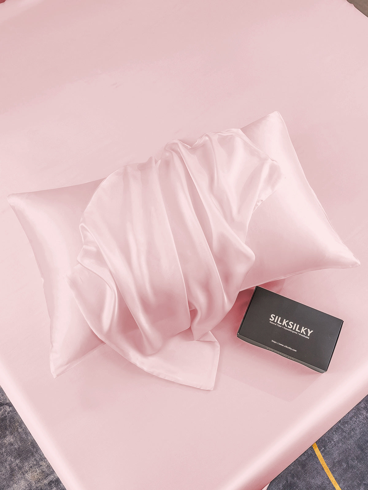 SilkSilky-IT 19Momme Seta pura Pillowcase Rosa 006