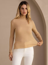 [Pietra di Luna] SilkSilky-IT Long Sleeve Turtle Neck Magliette donna 004