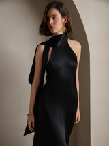 [Nero] SilkSilky-IT Sleeveless Halter Vestiti da donna 003