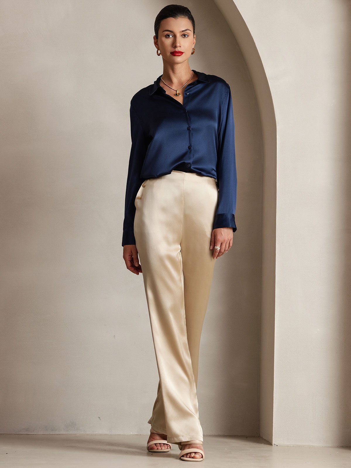[Champagne] SilkSilky-IT 19Momme Seta Womens Pants 001