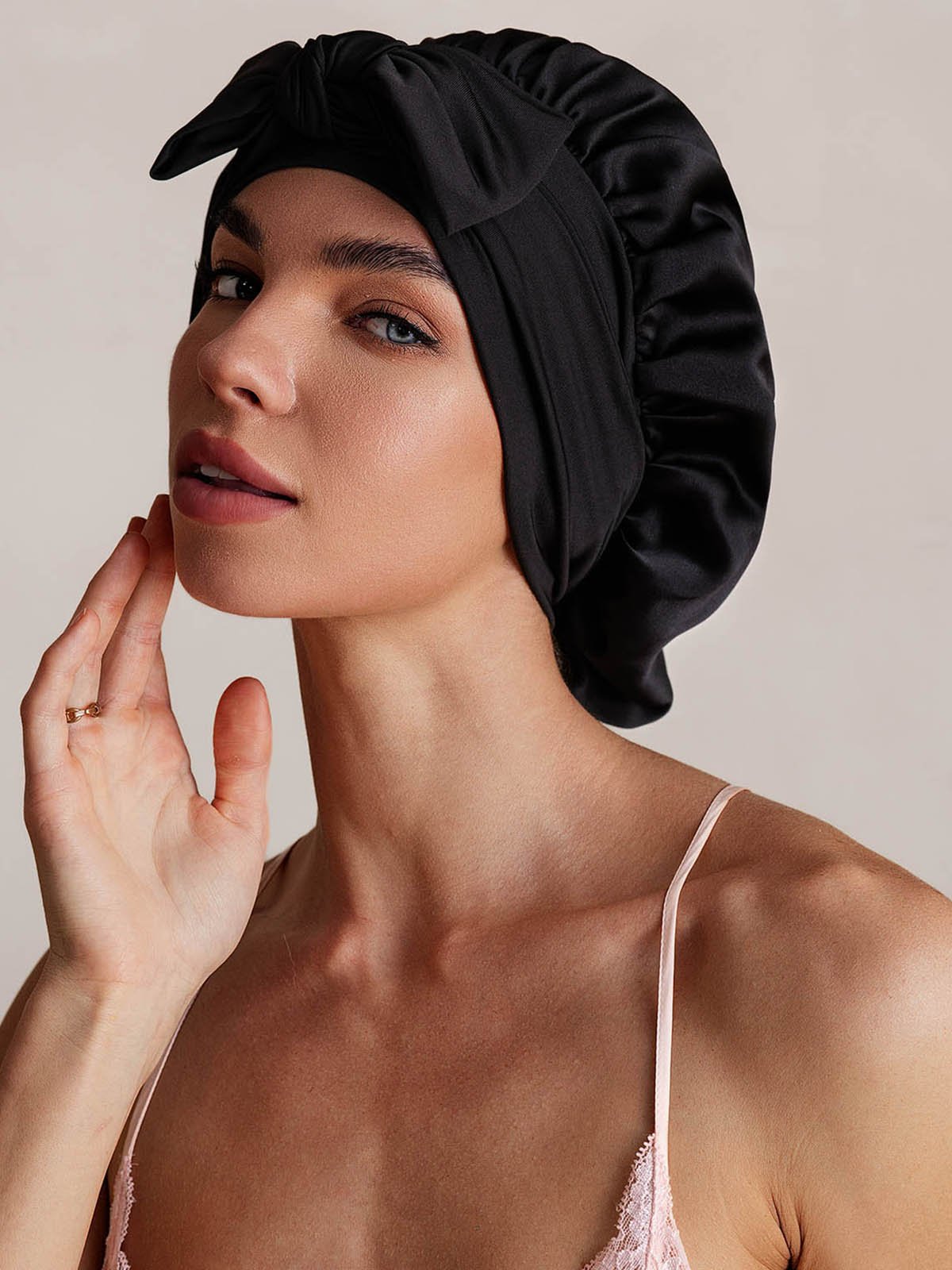 SilkSilky-IT Seta pura Sleep Cap Nero 005