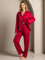 [Vino] SilkSilky-IT 19Momme Manica lunga Collo a Taglio Pigiami da donna 004