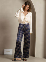 [Catena Blu Navy] SilkSilky-IT 19Momme Seta Womens Pants 003