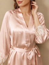 [Rosa] SilkSilky-IT 3/4 Sleeve V Neck Set camicia e vestaglia 009