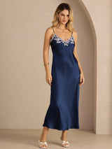 [Blu] SilkSilky-IT Sleeveless V Neck Vestiti da donna 005