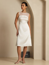 [Bianco] SilkSilky-IT Sleeveless Illusion Neck Vestiti da donna 004