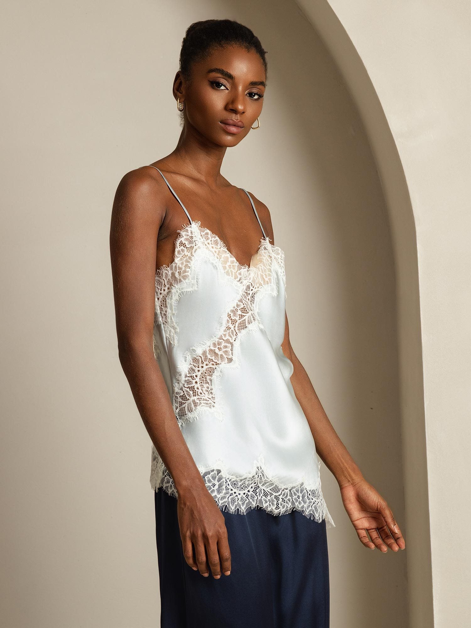 [Azzurro] SilkSilky-IT Seta pura Camisoles 003