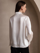 [Bianco] SilkSilky-IT Long Sleeve Lapel Collar Camicie da donna 002