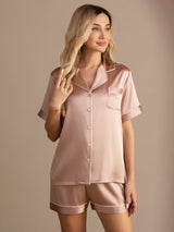 [Toscana] SilkSilky-IT Short Sleeve Lapel Collar Pigiami da donna 003