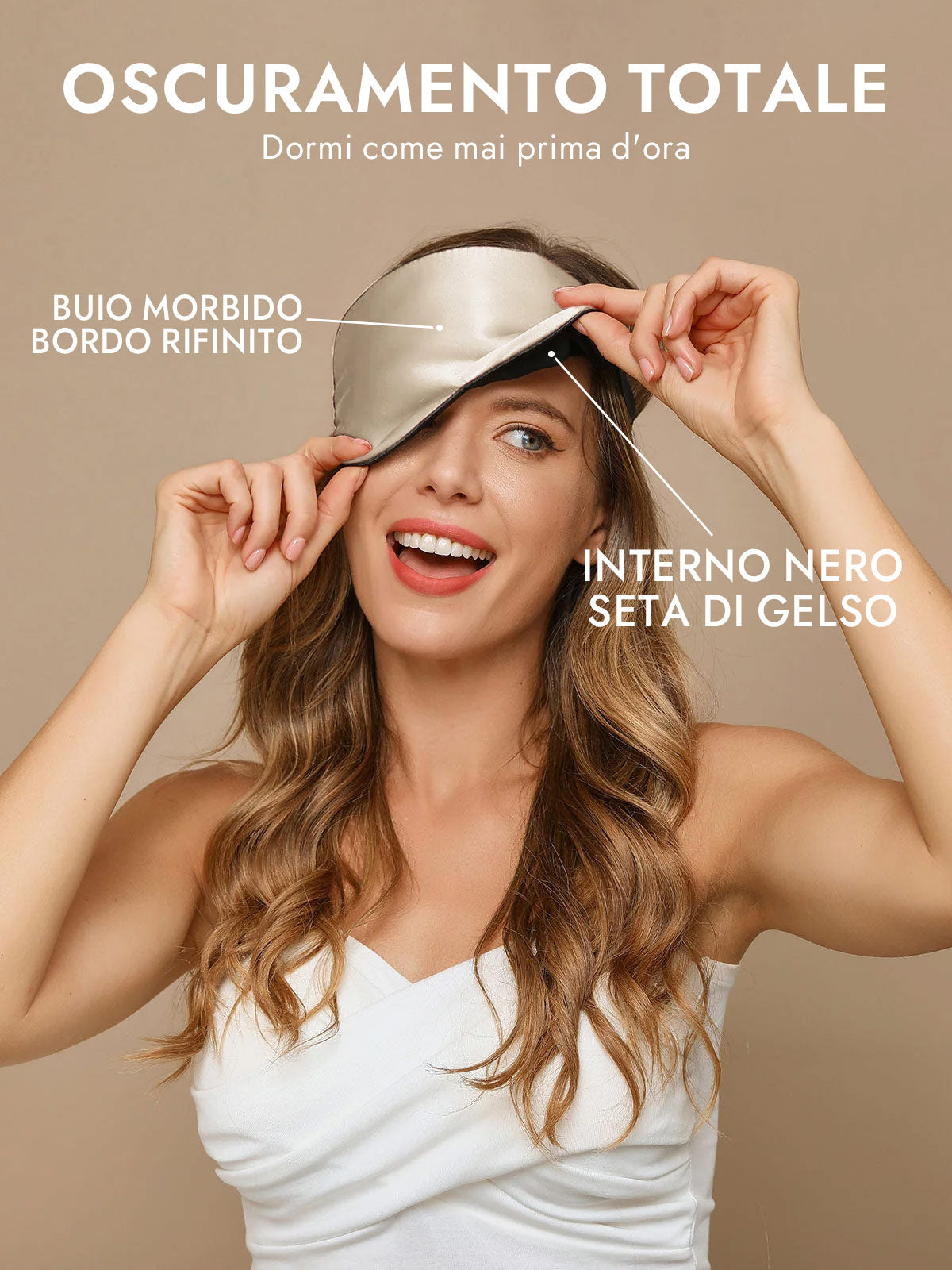 [Kaki Scuro] SilkSilky-IT Mascherina da Notte 002