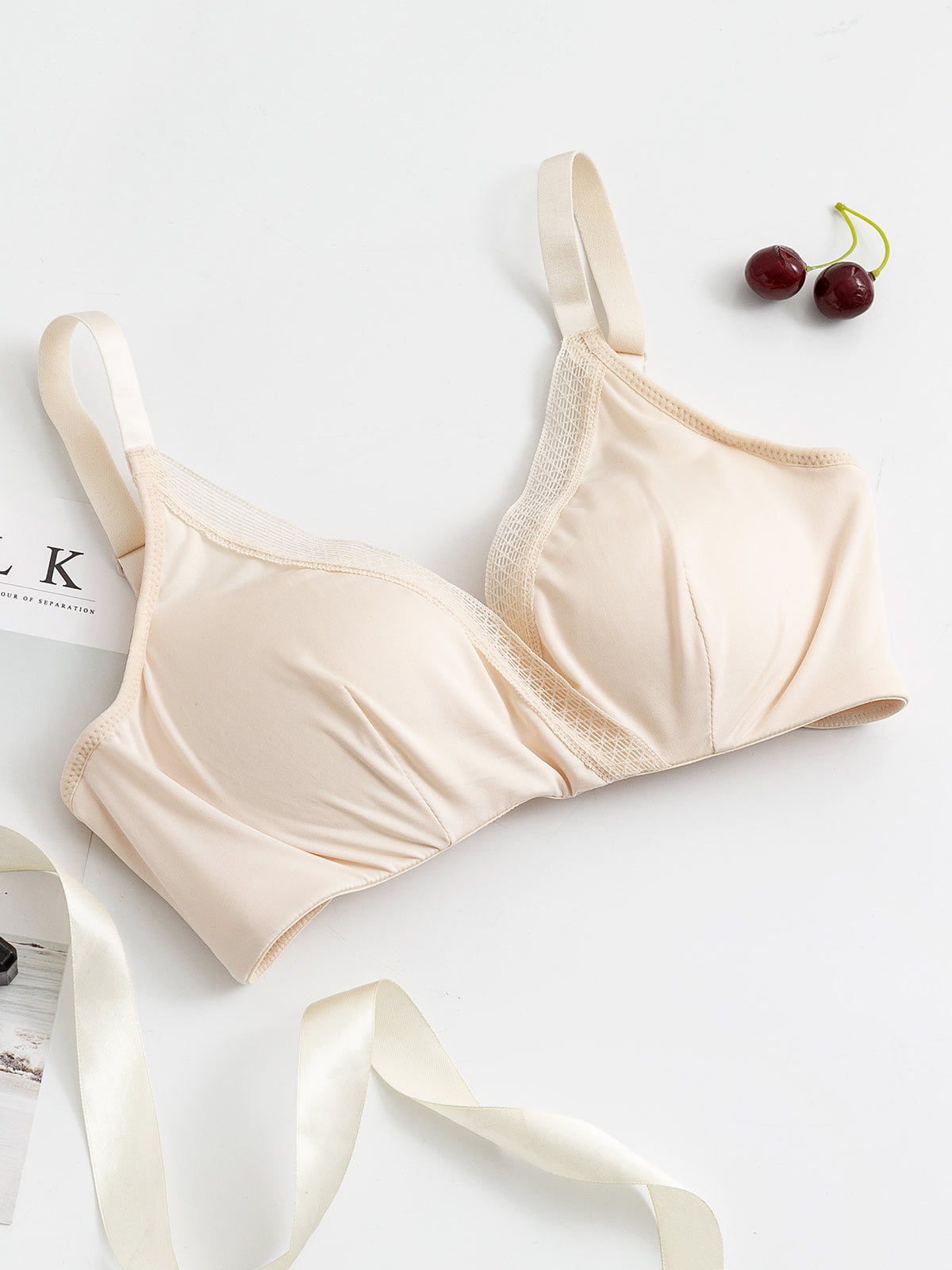 SilkSilky IT Maglia di seta Bra Beige 007