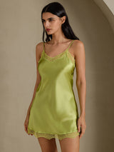 [Menta Verde] SilkSilky-IT Sleeveless Sweetheart Neck Camicia da notte 003