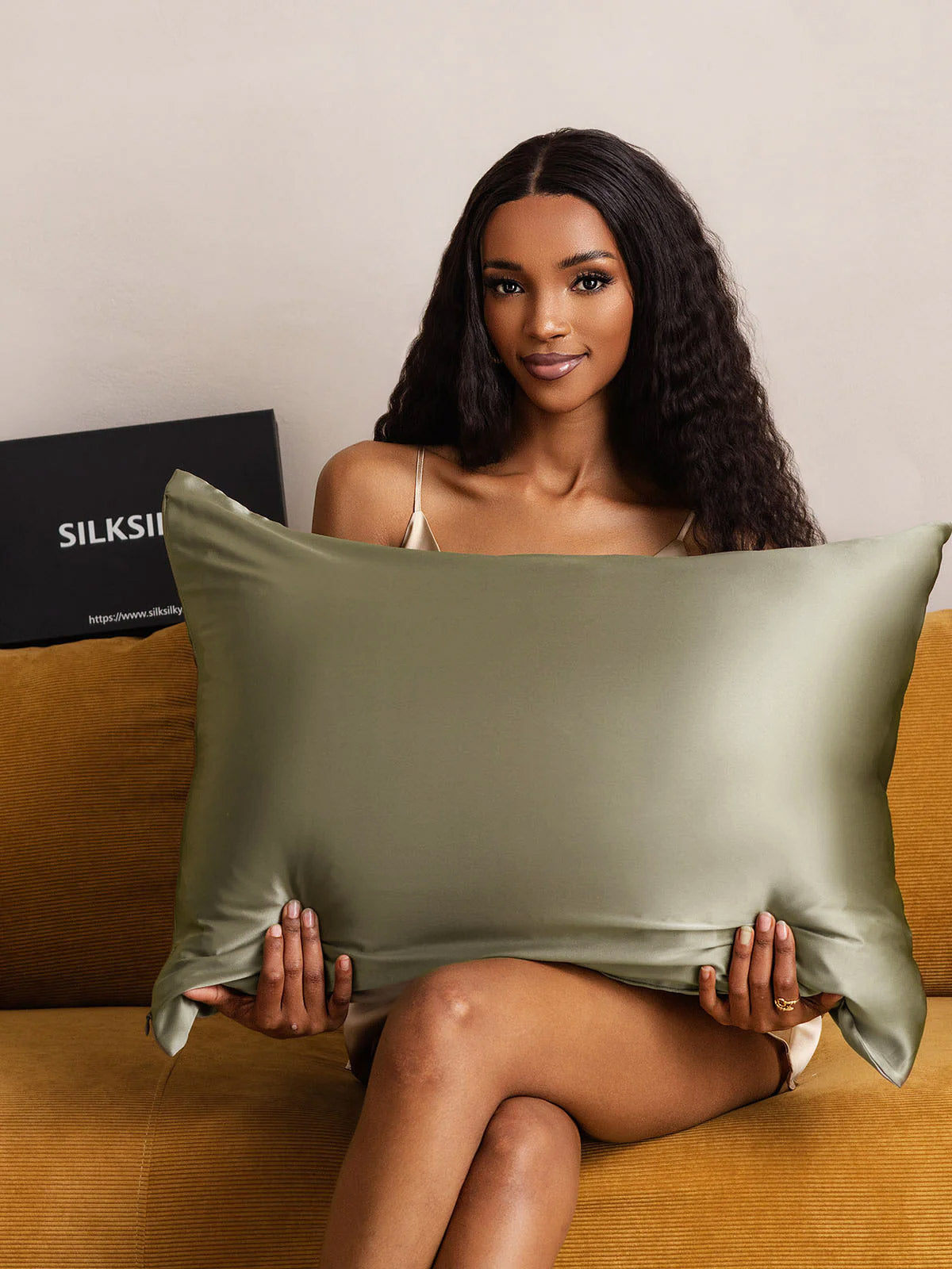 [Verde Oliva] SilkSilky-IT 22Momme Seta pura Pillowcase 005