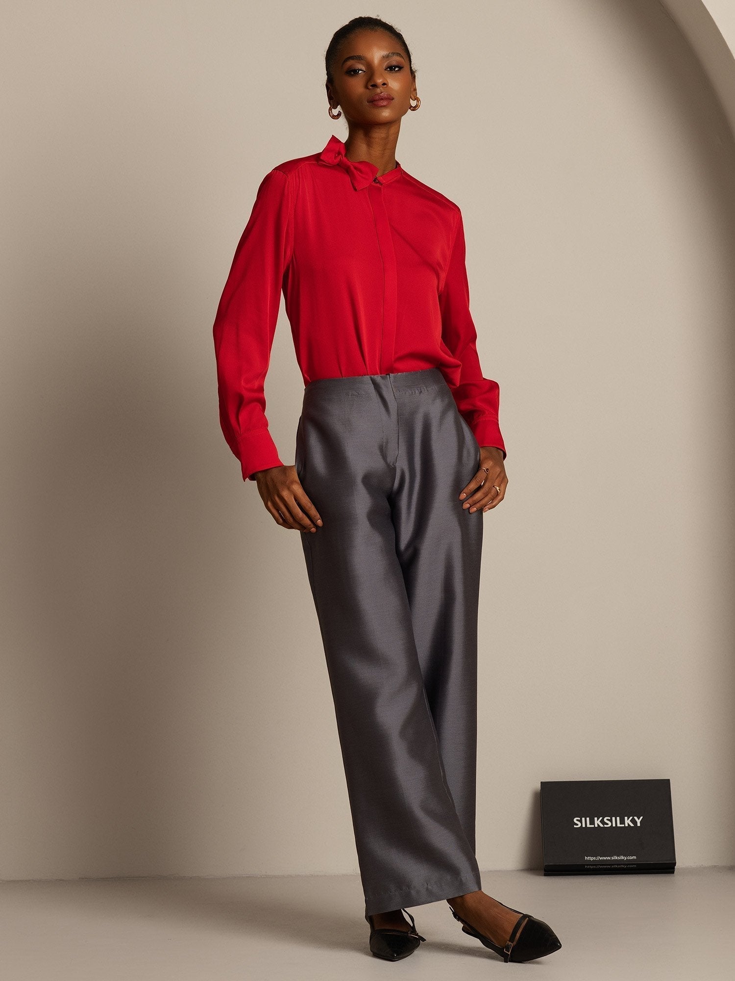 [Grigio] SilkSilky-IT 32Momme Seta Womens Pants 007,