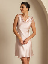[Rosa] SilkSilky-IT Sleeveless Cowl Neck Vestiti da donna 007