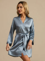 [Blu Grigiastro] SilkSilky-IT 3/4 Sleeve Vestaglia da donna 001