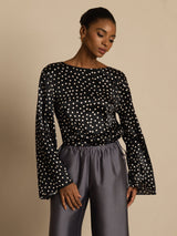 [Pois] SilkSilky-IT 19Momme Seta Bell Sleeve Blouse 004