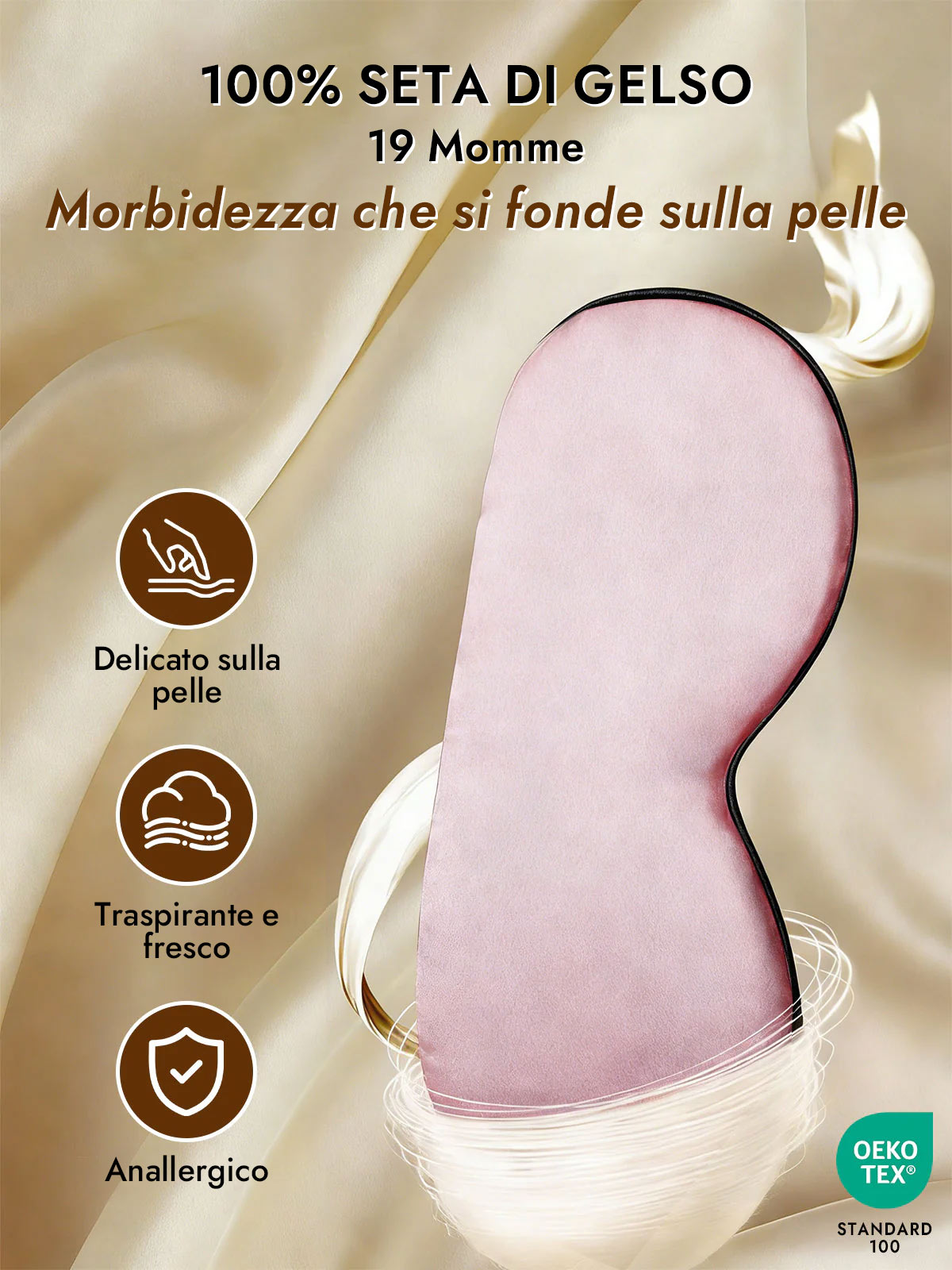 [Rosa Chiaro] SilkSilky-IT Mascherina da Notte 003