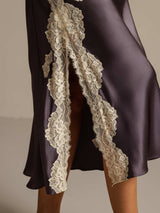 [Grigio Porpora] SilkSilky-IT Sleeveless V Neck Camicia da notte 006