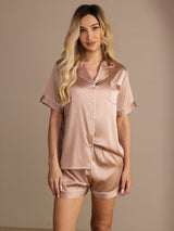 [Toscana] SilkSilky-IT Short Sleeve Lapel Collar Pigiami da donna 005