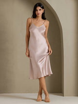 [Grigio Ombra] SilkSilky-IT Sleeveless V Neck Vestiti da donna 003