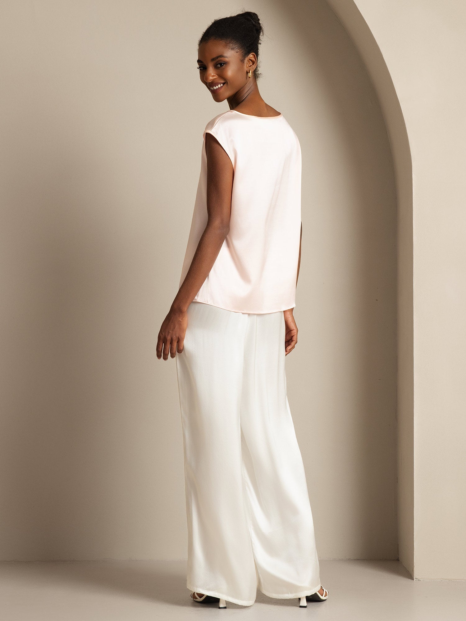 [Rosa] SilkSilky-IT 19Momme Seta Womens T-Shirt 002,