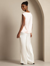 [Rosa] SilkSilky-IT Cap Sleeve Round Neck Magliette donna 002