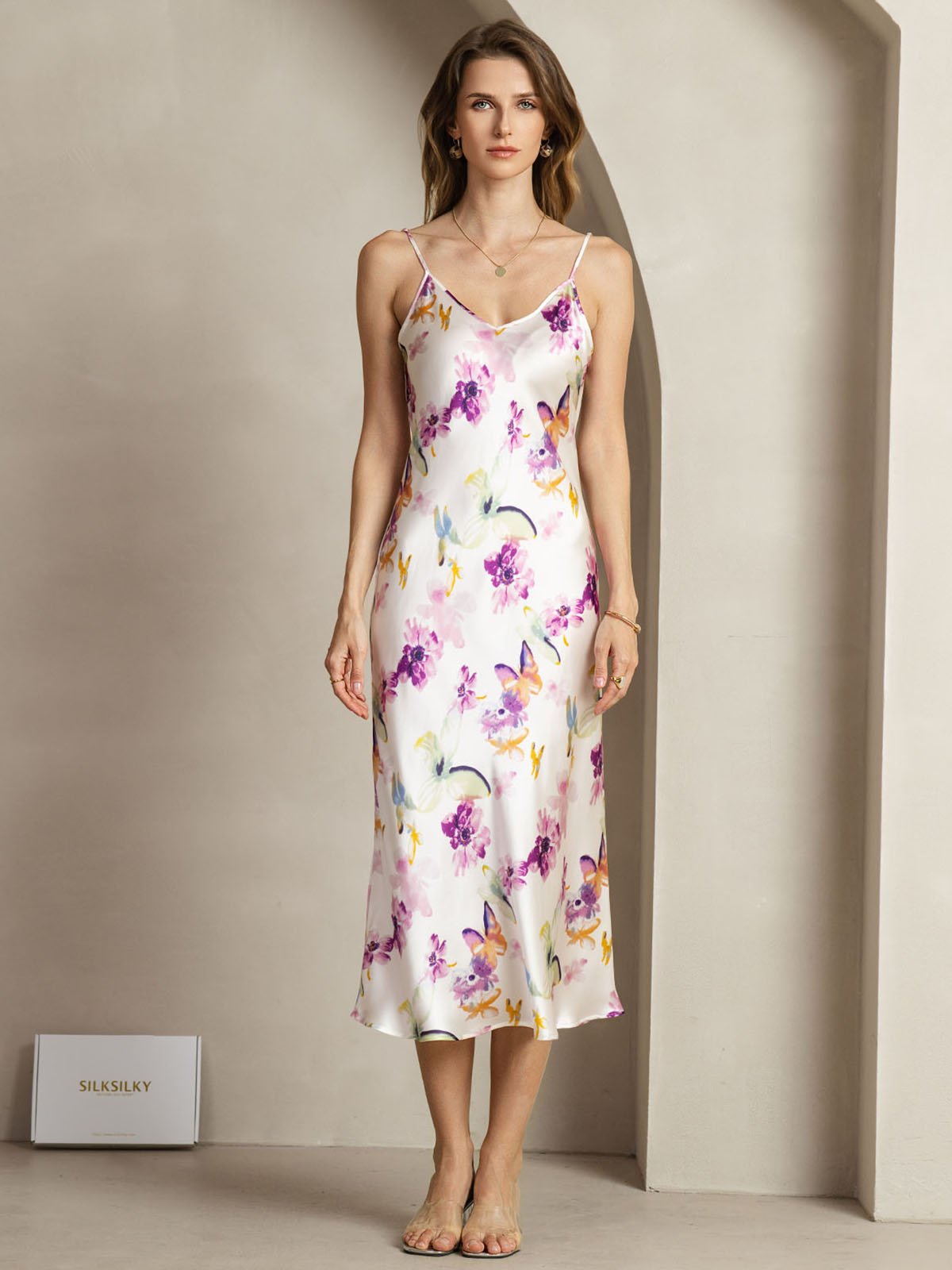 [Fiori Acquerello] SilkSilky-IT 19Momme Seta Dress 001
