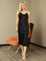 [Nero] SilkSilky-IT Sleeveless V Neck Camicia da notte 006