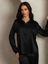[Nero] SilkSilky-IT 19Momme Seta Colletto risvolto Women''s Outfit Sets 005,