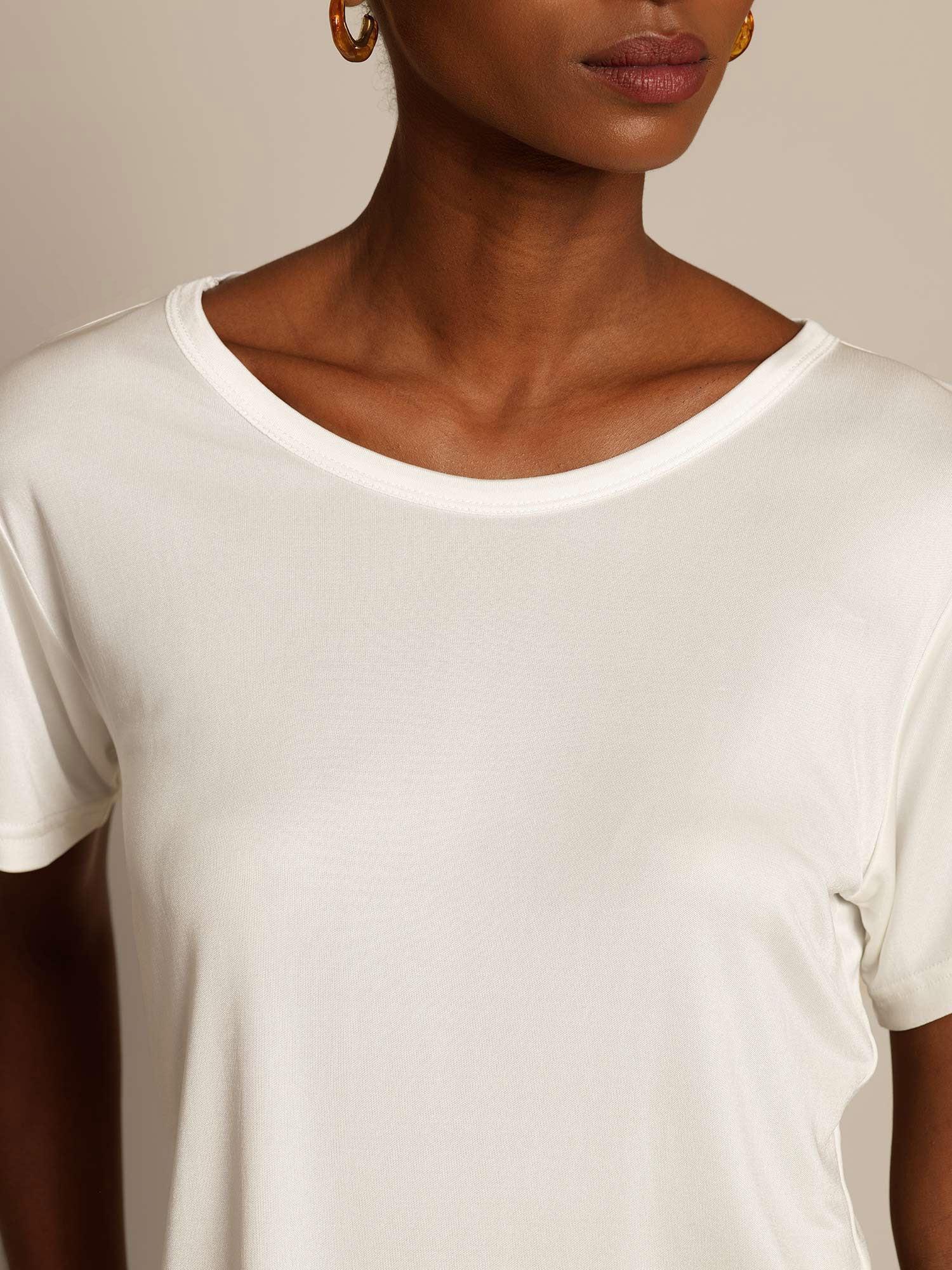 [Bianco] SilkSilky-IT Maglia di seta Womens T-Shirt 004,