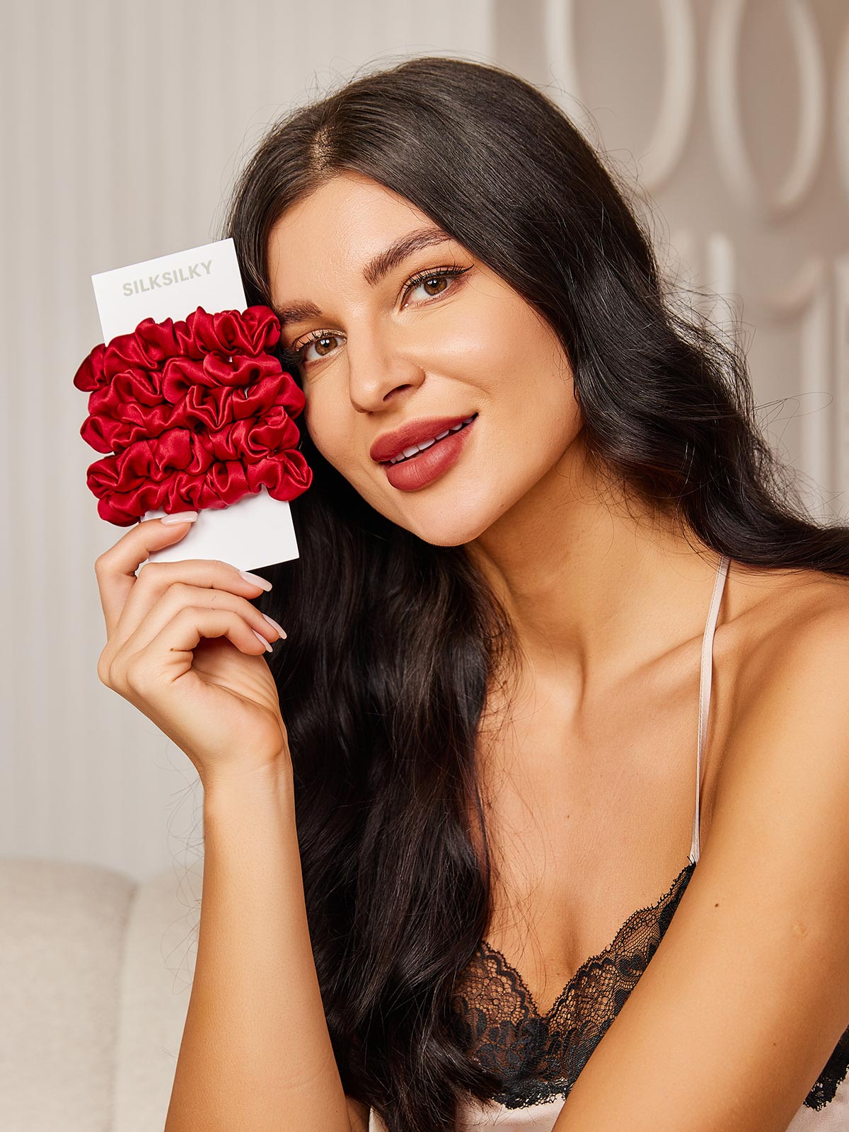 [Rosso] SilkSilky-IT 19Momme Seta pura Scrunchie 002