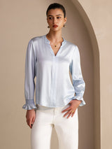 [Cielo Blu] SilkSilky-IT Long Sleeve Bluse 001
