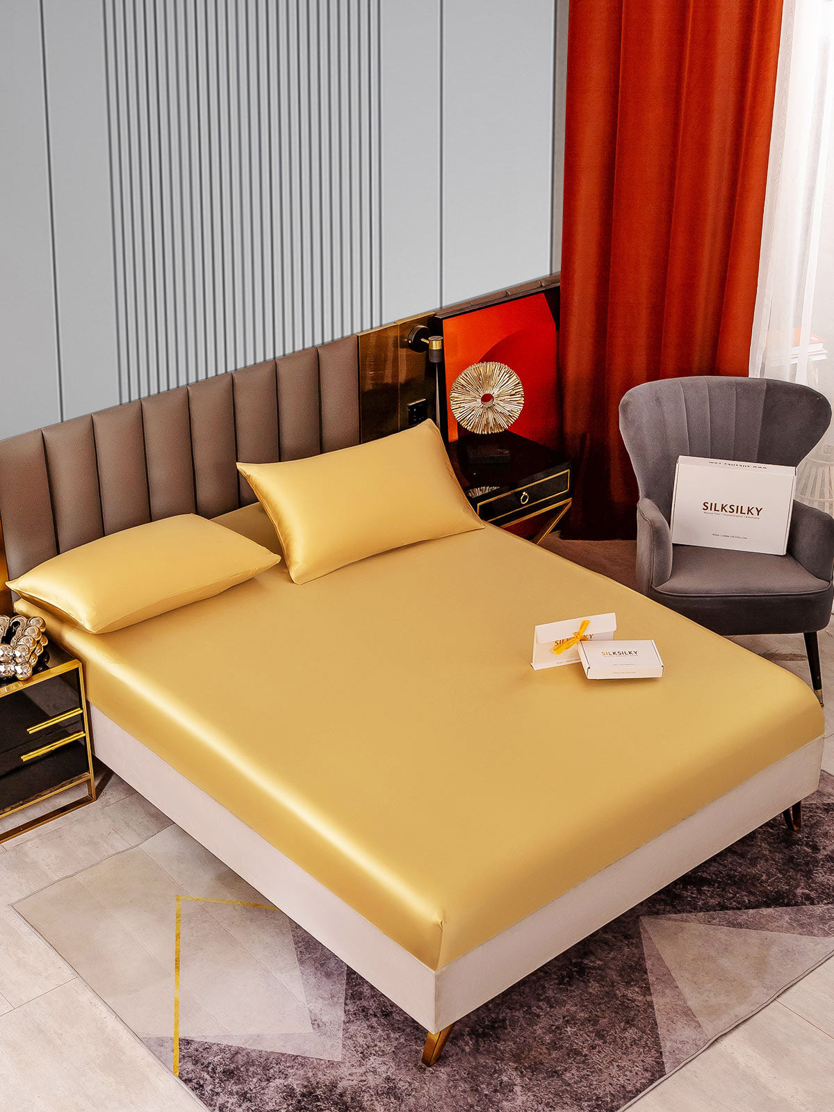 [Champagne] SilkSilky-IT 22Momme Seta pura Bedding Set 002
